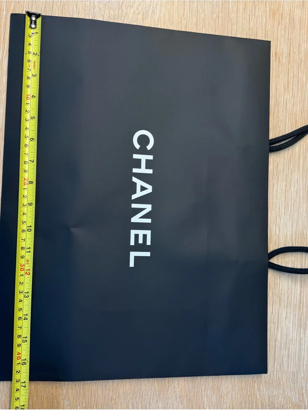 CHANEL Black Shopping Bag with White Camellia Logo